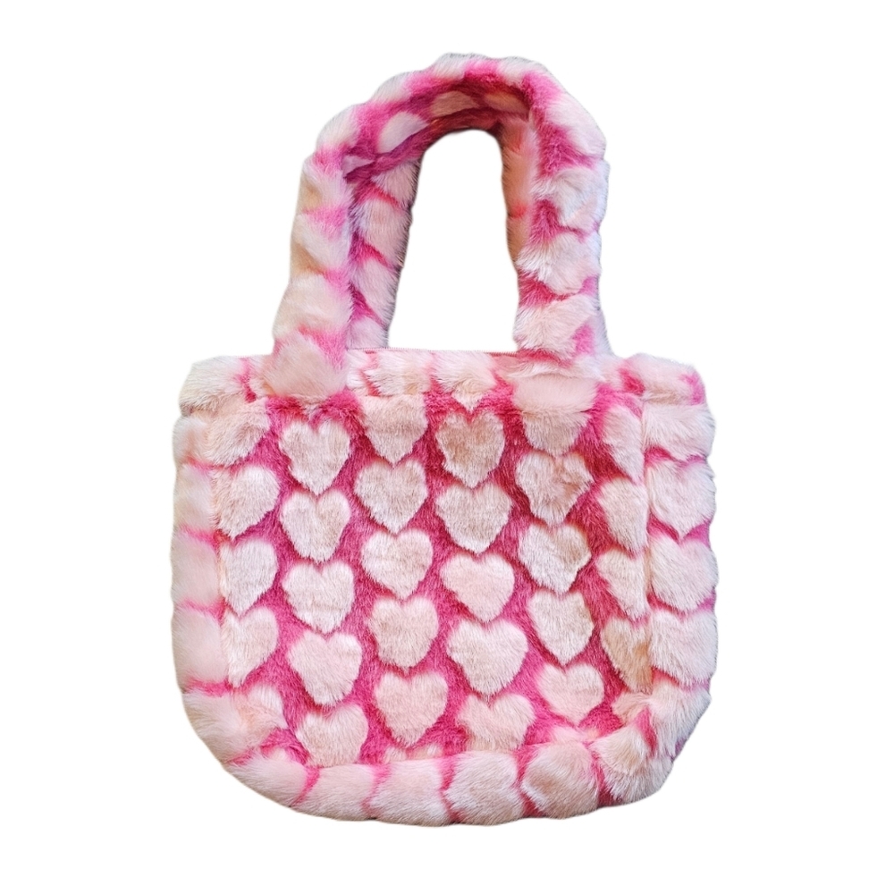 Hello Kitty Pink and White Heart Plush Tote Bag - Picture 2 of 4